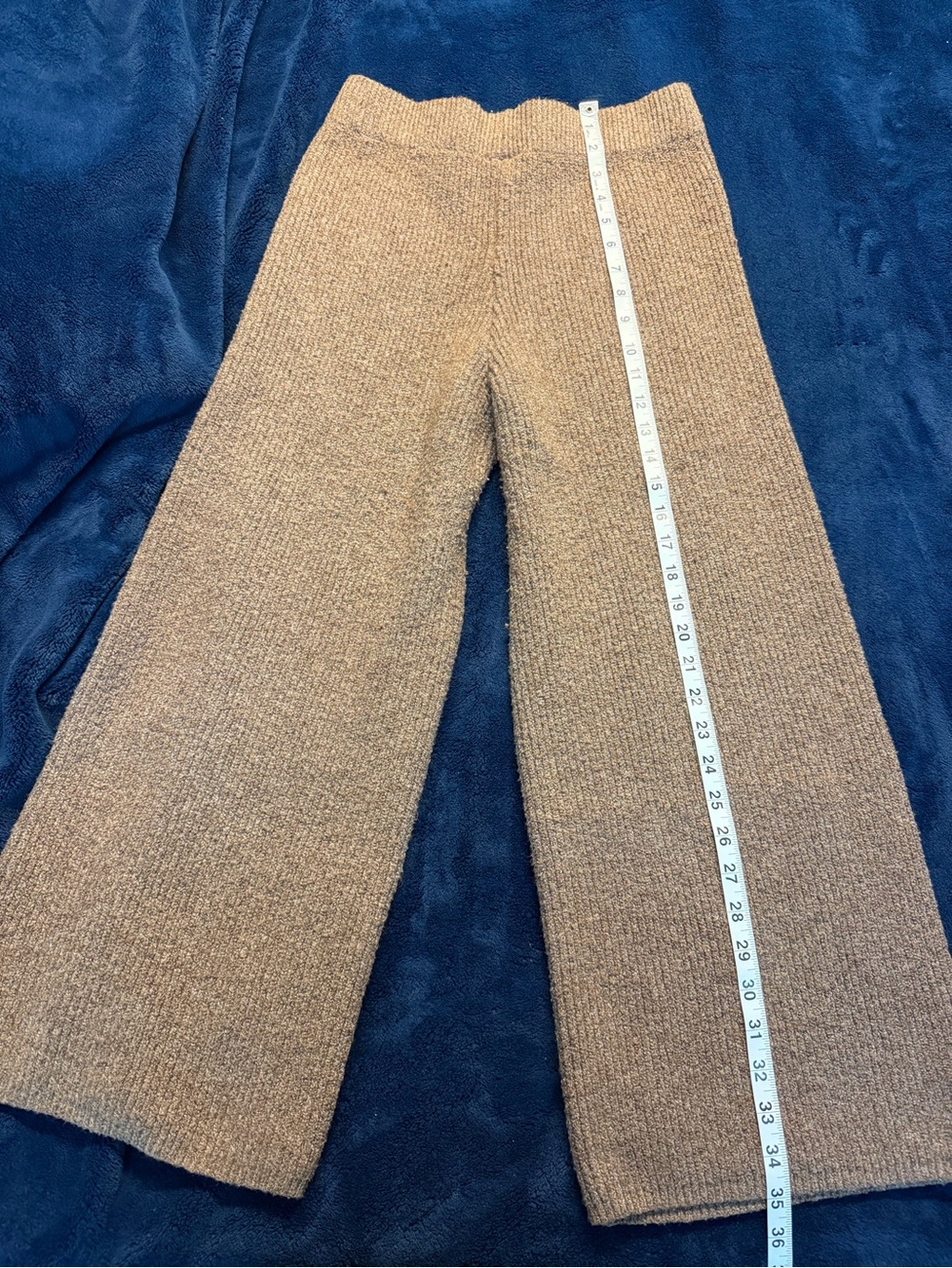 Cropped Rib-Knit Wide-Leg Pants in Taupe